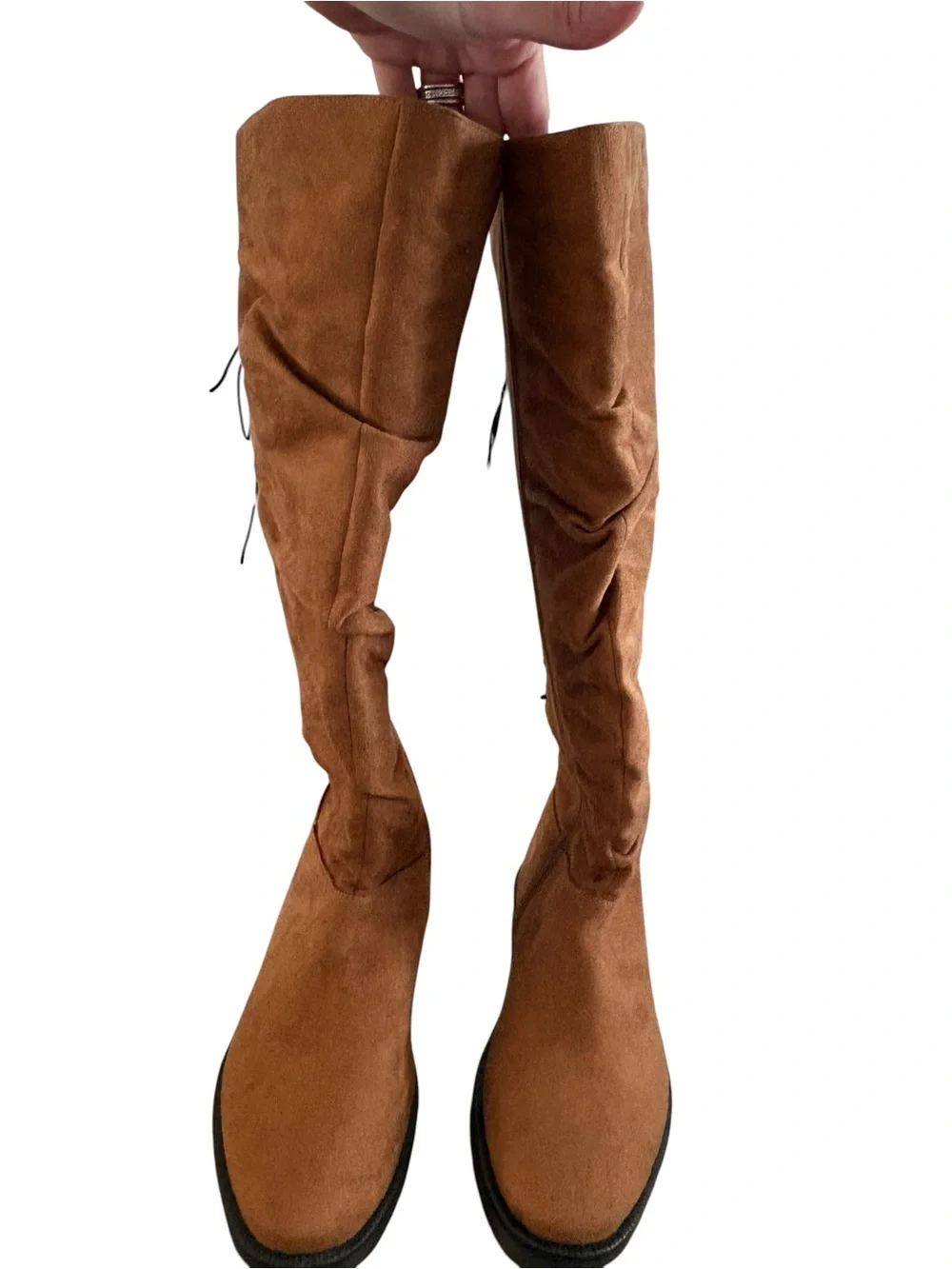 Journee Collection Tan Suede Over-the-Knee Slouch Boots